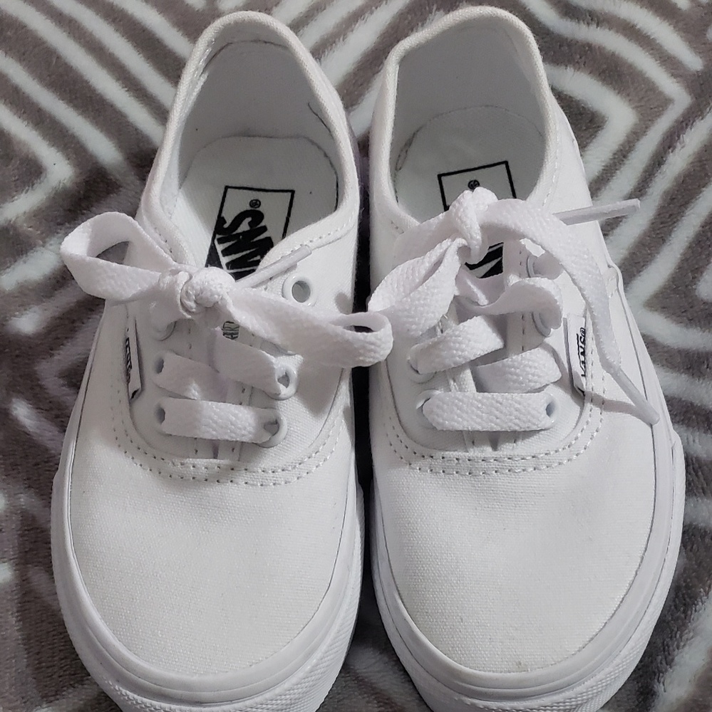 Little Boys All White Vans